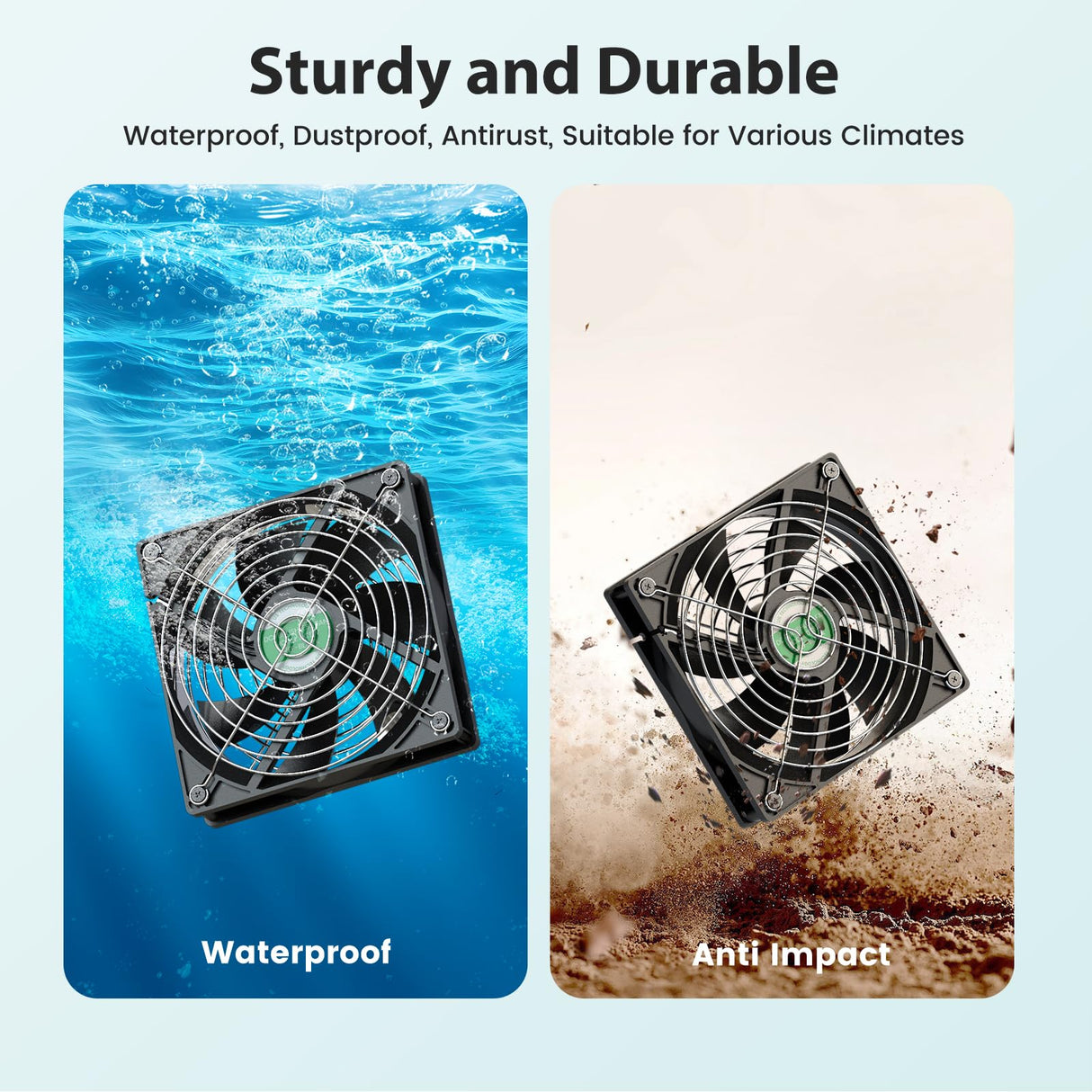 pqins Solar Fan with Battery, 25W Solar Powered Rechargeable Fan Outdoor Waterproof, 12800 mAh Battery Exhuast or Intake Fans, For Chicken Coop Greenhouse Dog Shed Ventilation Cooling