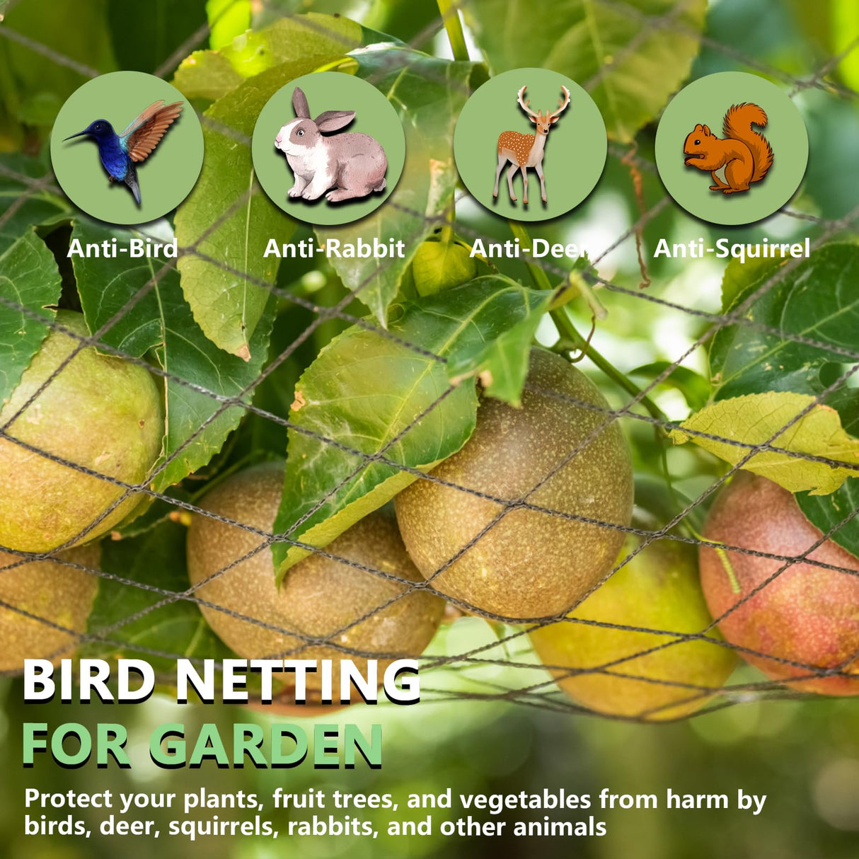 Tilvex Bird Netting 7.5x100 FT,1/2" Mesh Heavy Duty Garden Netting
