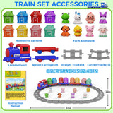 Train Set Toddler Learning Toys for 1 2 3 4 Year Old Boy Girl - Montessori Electric Train Set with Counting Matching & Sorting Activity with Farm Animals, Finger Puppets, Christmas Birthday Gift 2-4