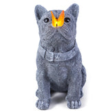 Scoomor Solar French Bulldog Garden Statue with Butterfly, Outdoor Frenchie Sculpture Decor for Patio, Yard & Lawn, Unique French Bulldog Gifts & Dog Memorial Statue,10 Inch, Resin (Grey Stone)