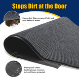 Extra Large Indoor/Outdoor Entrance Mat - 4 x 5 Feet, Rubber Border Door Mat Heavy Duty, Waterproof, Low-Profile, Easy to Clean, Rubber Entry Mat, Commercial Floor Mat, Charcoal Grey