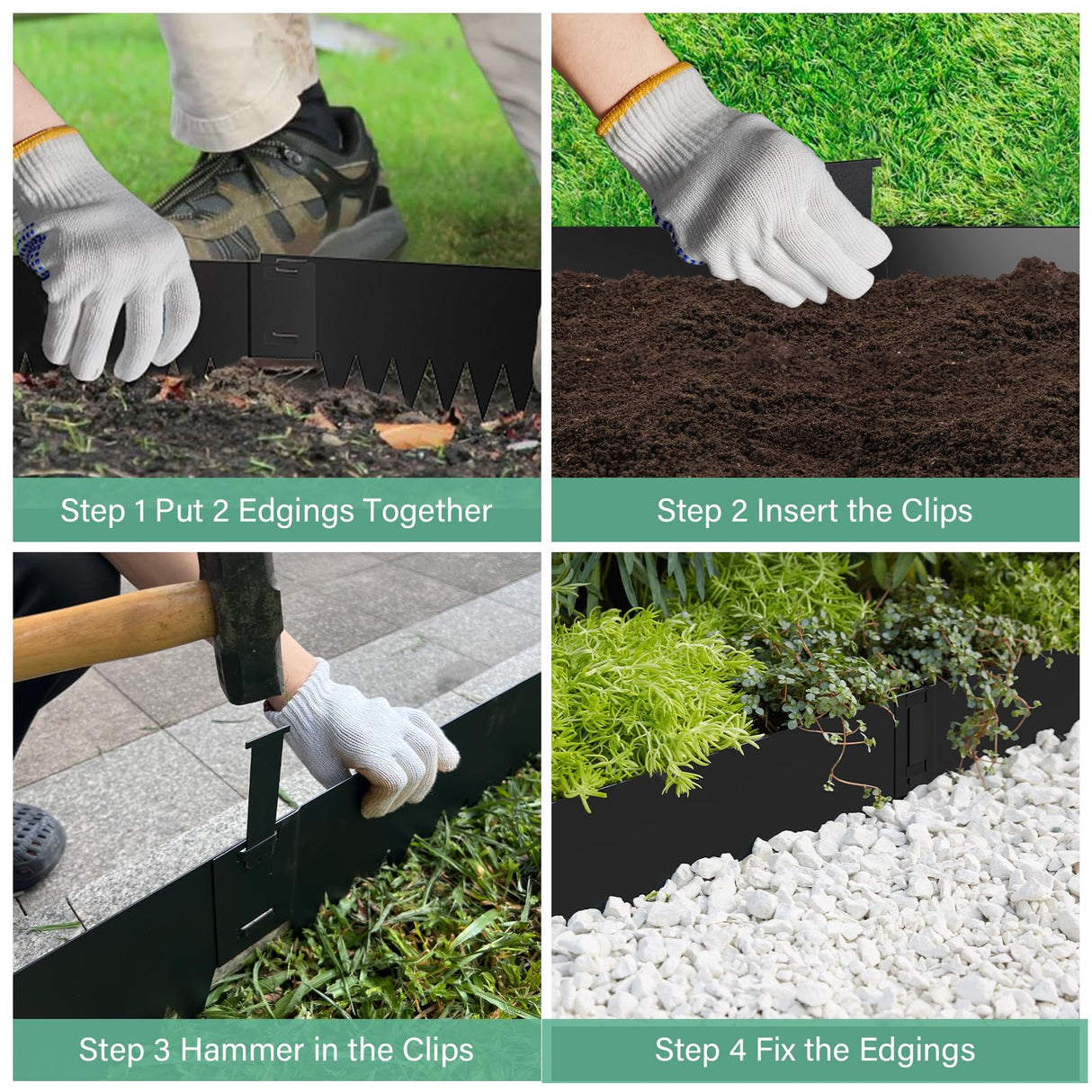 Ganeekiron Metal Landscape Edging 6-Pack, 40" L x 6" H, Black