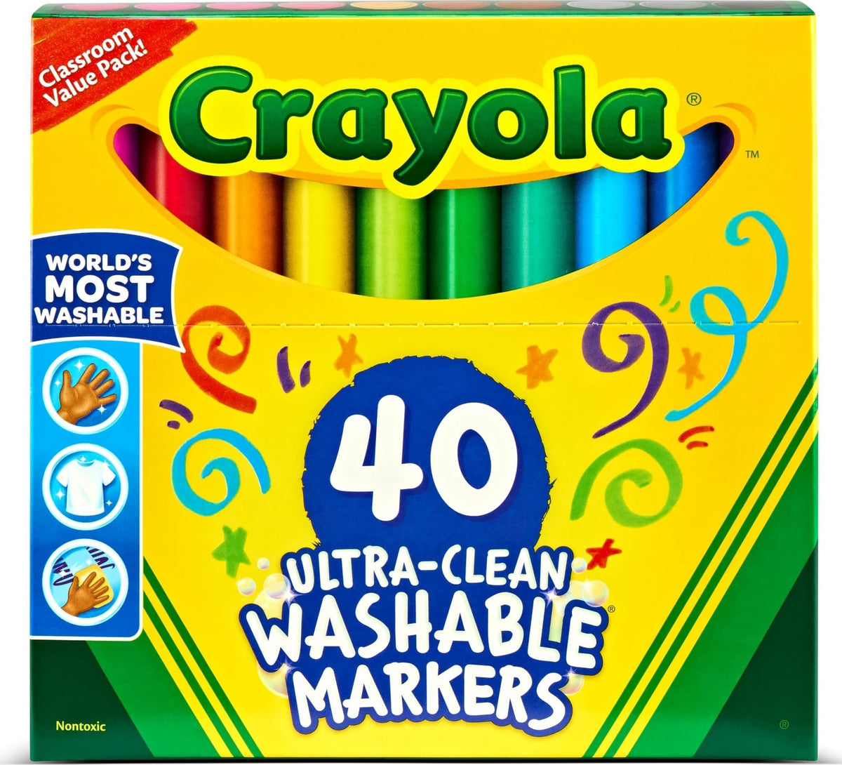 Crayola Ultra Clean Washable Markers 40ct, Holiday Gift for Kids & Teachers