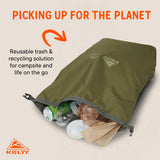 Kelty Litter G’tter Reusable Heavy Duty Garbage Bag and Carry Sack for Firewood, Cans, and Campsite Trash – Puncture + Water Resistant Fabric, Roll Top, 30L Capacity (Winter Moss)