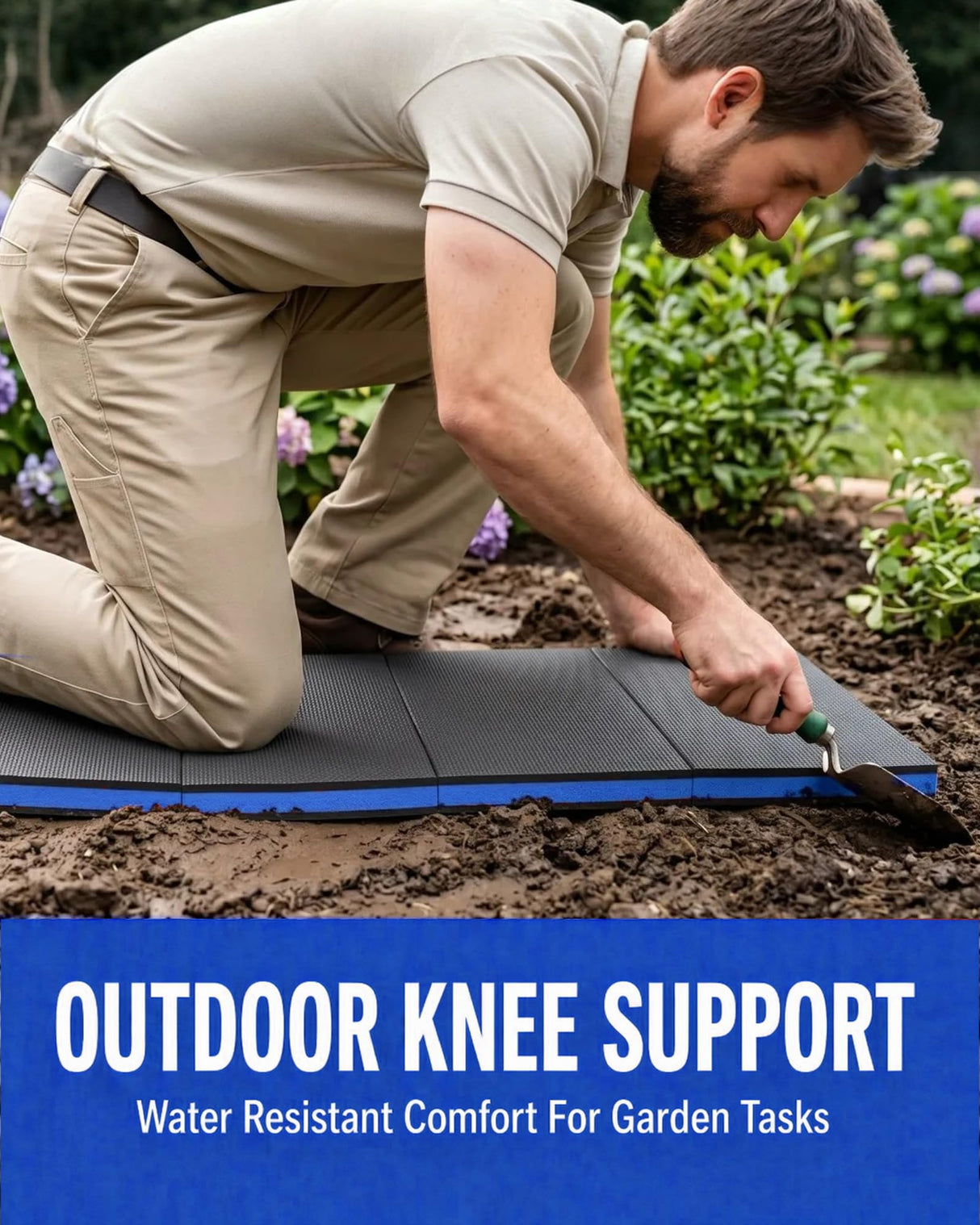 Sevenjungle Foldable EVA Utility Mat with Handle, Heavy Duty Mechanic Mat for Kneeling, Workouts, Garages, Gardening, Camping, Picnics, Outdoor Adventures and Home Gyms, Blue
