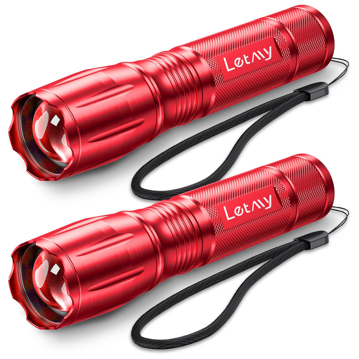 LETMY Tactical Flashlight S2000-2 Pack Bright Military Grade LED Flashlights High Lumens - Portable Handheld Flash Light, 5 Modes Zoomable Waterproof Flashlights for Home Emergency Camping- Pink