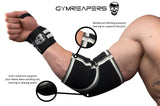 Gymreapers Elbow Sleeves (1 Pair) W/Wrist Wraps - Support & Compression for Powerlifting, Weightlifting, Bench & Tendonitis - 5mm Neoprene Sleeve - For Men & Women - 1 Year Warranty (X-Large)