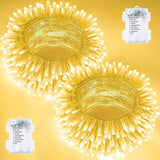 2 Pack String Lights Battery Operated with Timer, 66FT 200 LED Waterproof Battery Twinkle Lights, 8 Modes Fairy Light for Indoor & Outdoor Party Bedroom Garland Tree Christmas Decorations (Warm White)