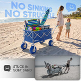 Sekey Heavy Duty Beach Wagon with 9" Big Sand-Proof Wheels – 600lb Capacity, 200L Oversized Foldable Cart | Adjustable Handle & All-Terrain Tires for Sand, Camping