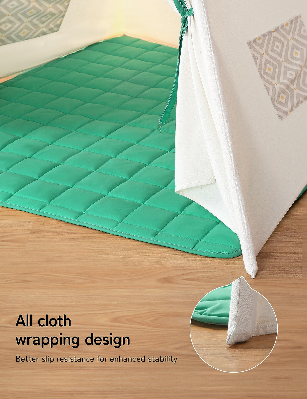 besrey Teepee Tent for Kids with Padded Mat & Light, Kids Tents Indoor Playhouse, Large Tipi Tent, Christmas Play Tent for Toddler Boys Girls, Foldable Portable Toddler Reading Room