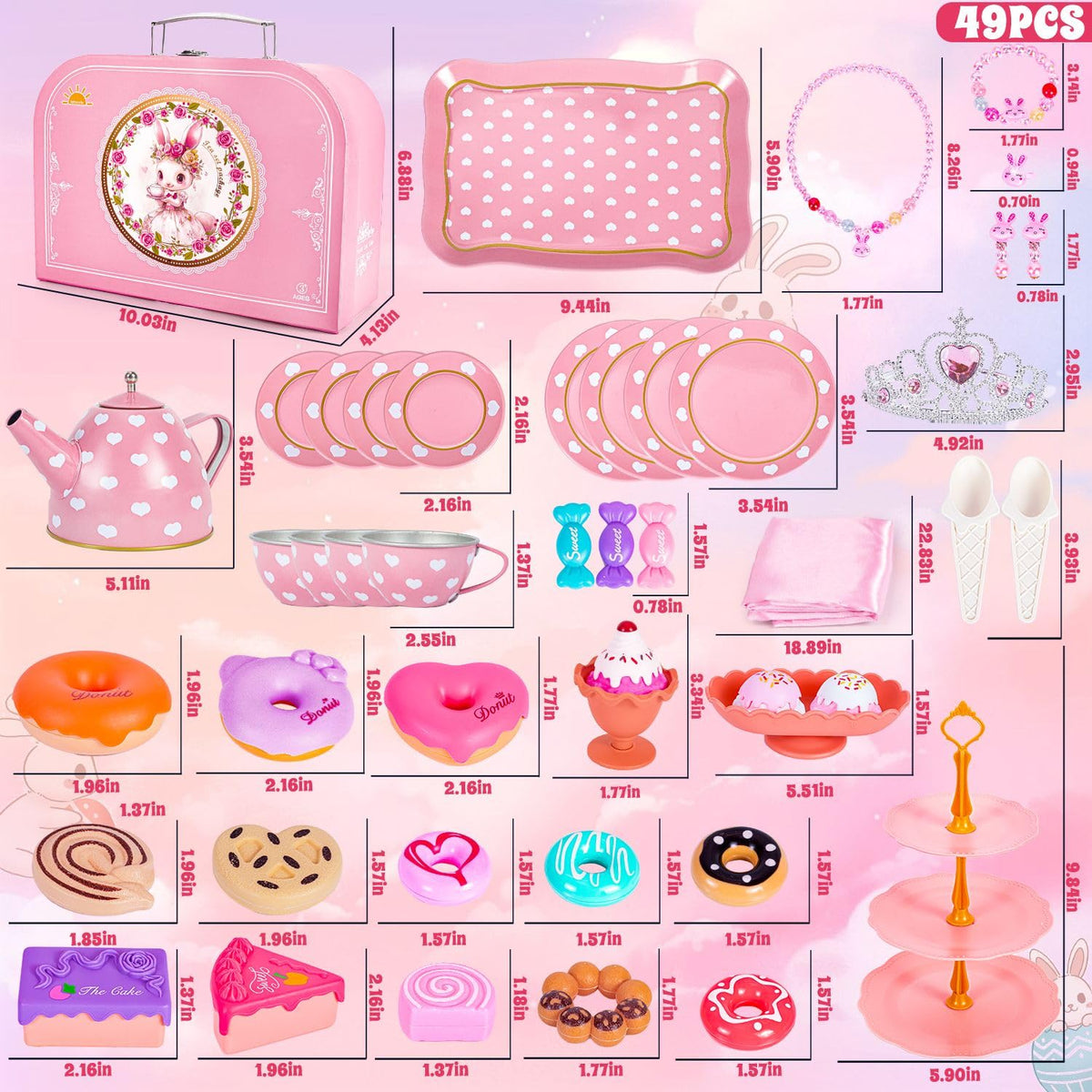 Hohosunlar Tea Party Set for Little Girls, Kids Tea Set for Toddler 3-5 6-8