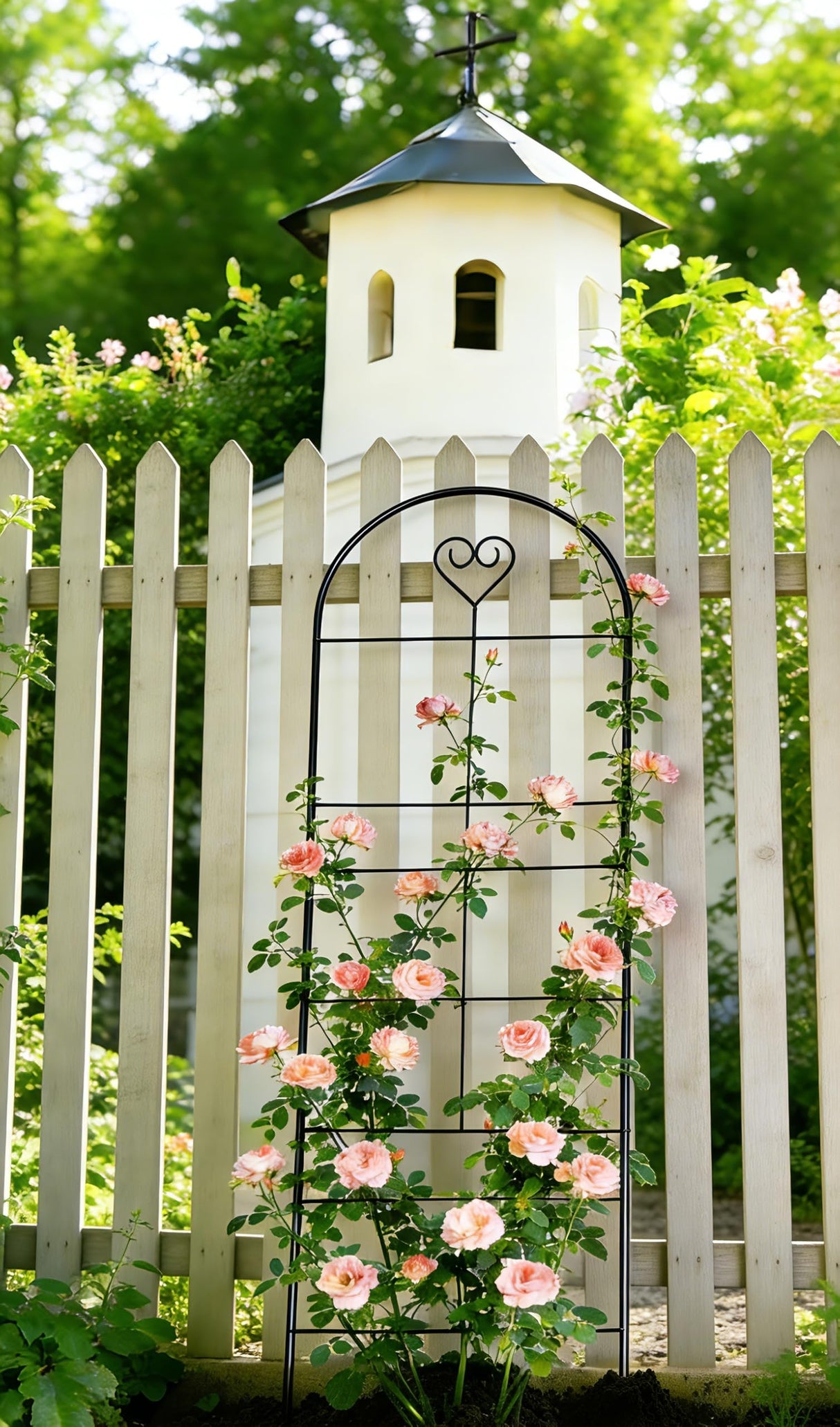 46.6" Metal Garden Trellis, 3-Section Plant Trellis for Climbing Plants Indoor & Outdoor, Plant Support for Large Pots, Grow Bags & Raised Beds, Roses, Tomato Plants & Vines, 1 Pack, Black