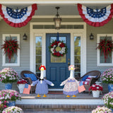 Hoemwarm 2 Set 4th of July Porch Goose Outfits 23" Patriotic Cement American Flag and Star Goose Clothes Costume Independence Day for Outdoor Patio Yard Decoration