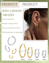 ORAZIO Stainless Steel Hoop Earrings Set Huggie Earring Stacks Women