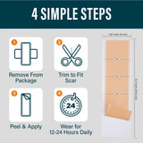 NUVADERMIS Silicone Scar Sheets - Extra Long Scar Sheets for C-Section, Tummy Tuck, Keloid, and Surgical Scars - Reusable Medical Grade Silicone Scar Sheets - Pack of 4 - Light Tone