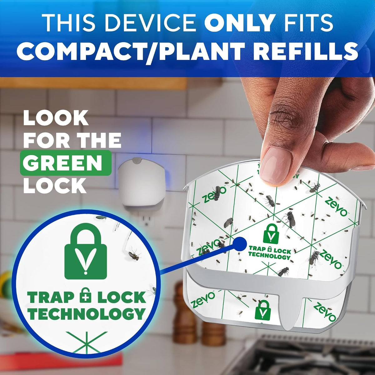 Zevo Compact Flying Insect Trap for Gnats & Fruit Flies, 1 Base & 3 Refills