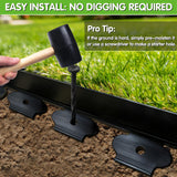 Landscape Edging, Garden Edging Border No Dig 2" Tall x 20'with 20 Stakes, Plastic Edging for Landscaping Border - Easy Install & Cut, Flexible for Flower Beds, Lawn, Yard, Paver