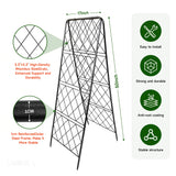 50"x17" Heavy Duty Metal Garden Trellis - Rust-Proof A-Frame Cucumber Trellis with High-Density Rhombus SteelGrats for Climbing Plants, Tomatoes & Raised Beds, Outdoor Use (2 Pack)