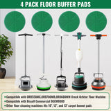 Potchen 4 Pack 12" Microfiber Carpet Bonnet Pads Compatible with Oreck Orbiter ORB550MC ORB700MB ORB600MW Floor Machine, Mopping and Buffing Pad Compatible with Bissell Commercial BGEM9000