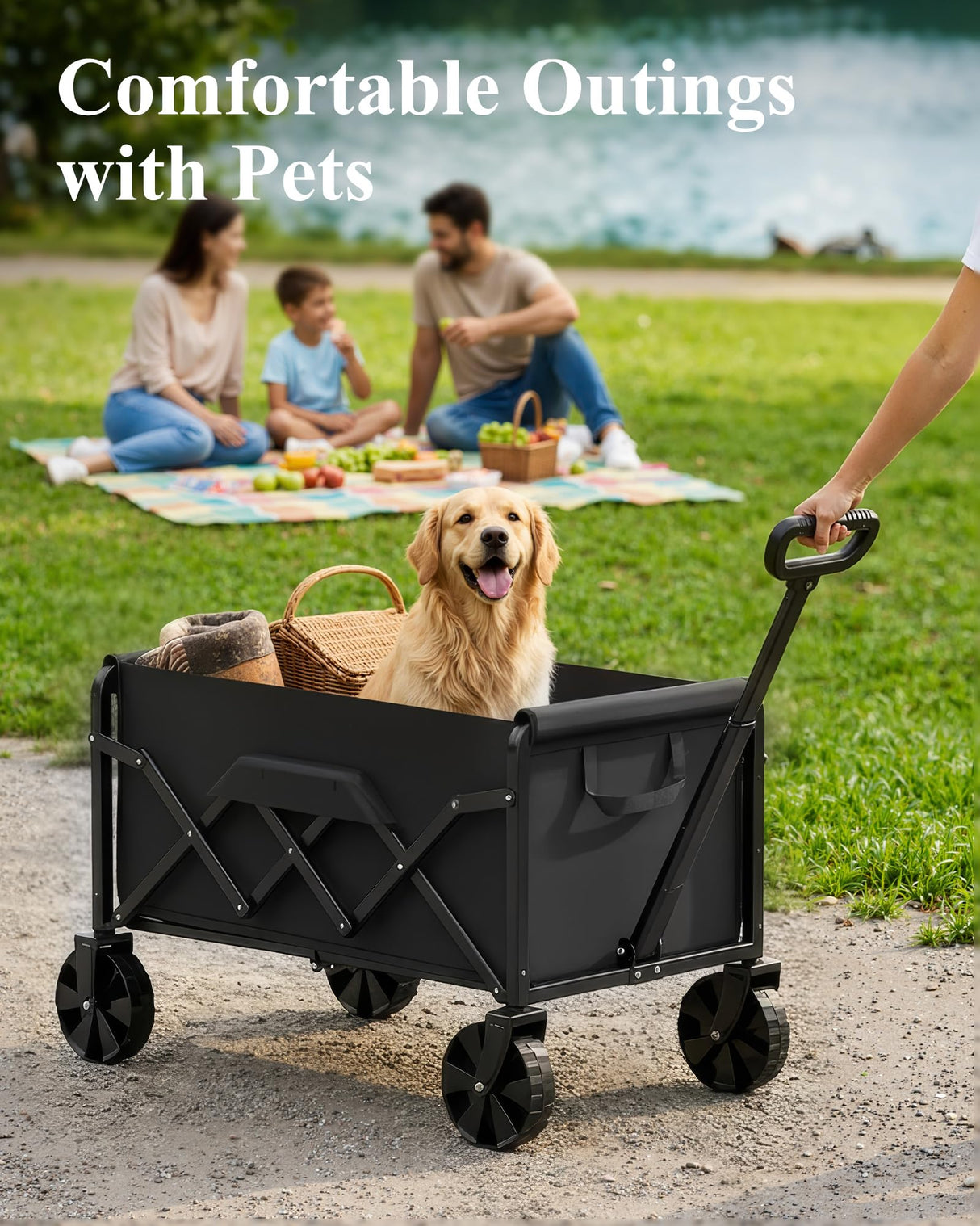 Kitsure Collapsible Wagon with Wheels, 200 lb, 28 x 17 x 36 in
