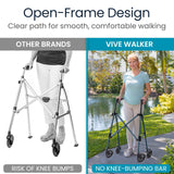 Vive Mobility Lightweight Walker for Seniors - Narrow, Folding Walker w/Wheels for Small & Tight Spaces - Light Weight for Balance, Compact Doorways, Foldable - Portable & Collapsible for Travel