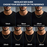 Fiusem 14K Gold Plated Wheat Chain Necklace for Men, 2.5mm 14K Gold Plated Stainless Steel Necklace Chains for Men and Women 24 Inch