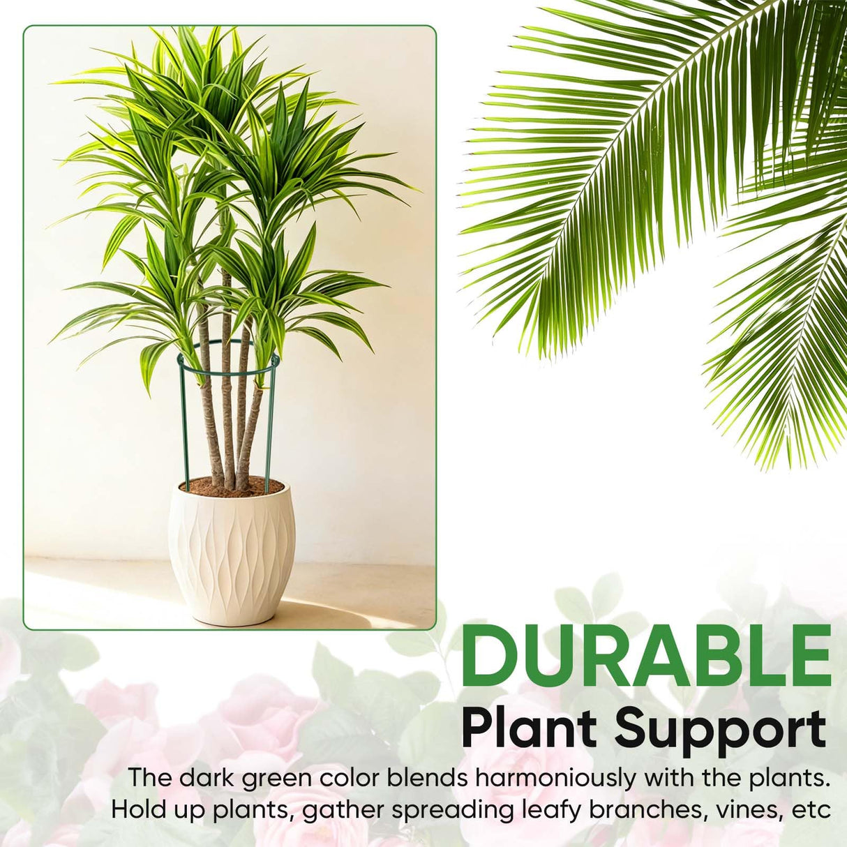 HiGift 10 Pack 24" H x 10" W Tall Plant Support Stakes, Half Round Metal Peony Cages and Supports, Monstera Plant Support Snake Plant Stake Flower Support Ring for Tomato, Hydrangea Outdoor Indoor