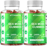Vitamatic Irish Sea Moss Gummies – 3000 mg Equivalent Per Serving (from Extract 132.5 mg) – 60 Ct – Made with Bladderwrack & Burdock Root – 2 Pack