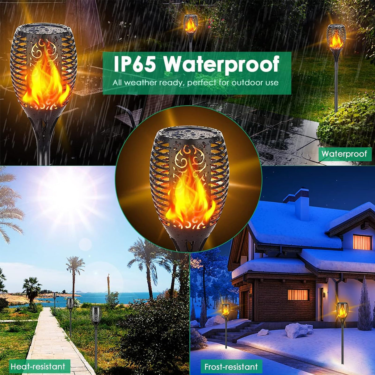 Aigleya Solar Lights Outdoor 99 LED Higher & Larger Flickering Flame Solar Torch Lights 43" Waterproof Outdoor Lighting Solar Powered Pathway Lights Christmas Decorations for Garden Patio Yard, 4Pack