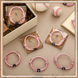 Tondiamo 12 Set Football Basketball Softball Baseball Volleyball Team Gifts Braided Christian Cross Bracelet for Men Women(Baseball)
