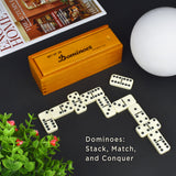 Queensell Dominos Set for Adults, Double 6 Dominoes Set with 28 Tiles in Wooden Case, Classic Dominoes, Family Board Game for Kids & Adults, Travel Game for Family Game Night, Juegos de Mesa