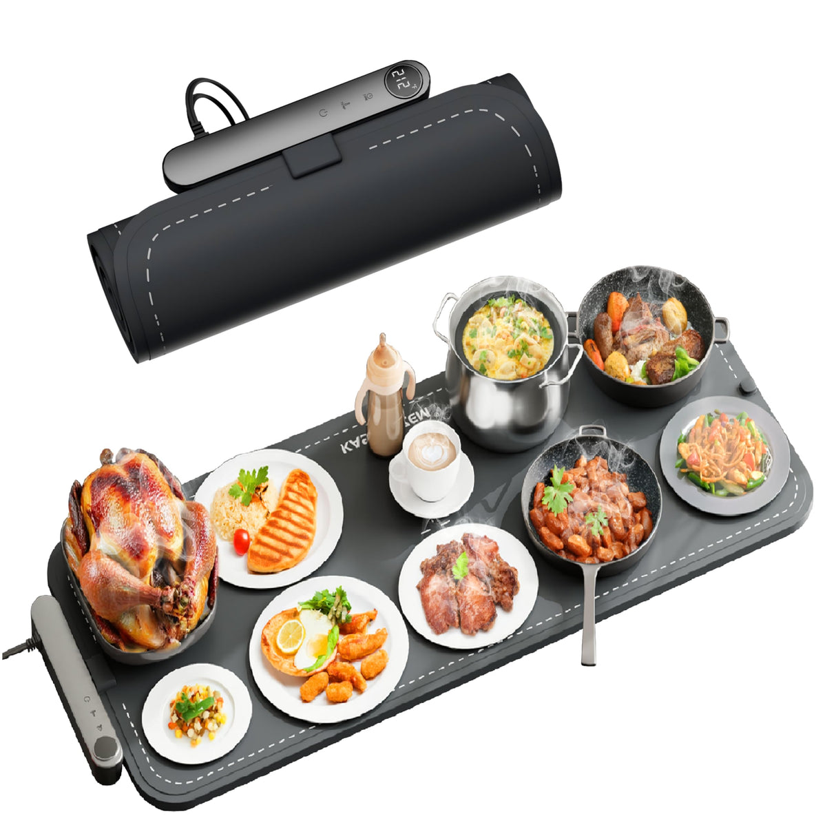 Kasefazem Warming Mat For Food XXL 500W Food Warming Mat 36"X16" Waterproof Graphene Warming Trays For Buffets Party Food Warmers For Parties Buffet 6 Temp 6H Chafing Dishes For Buffet Christmas