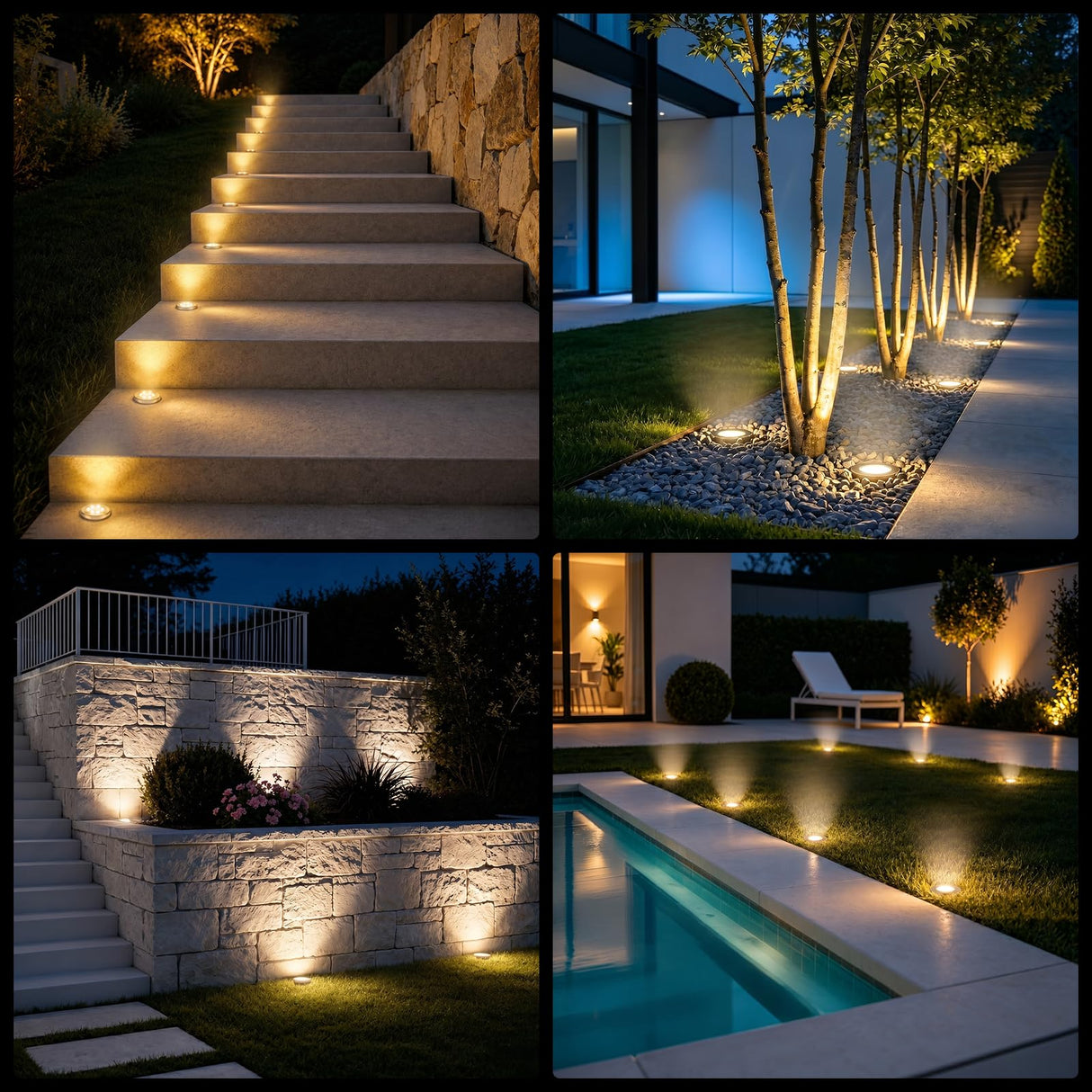 OULONGER Solar Lights Outdoor Waterproof, 12 Pack Solar Ground Lights with Large Capacity Battery, High Efficiency Solar Powered Lights for Outdoor Garden, Patio, Pathway and Yard (Warm Light)