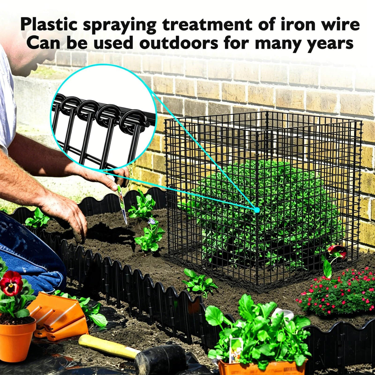 (4 Packs) Plant Protectors from Animals, 14.8" Lx14.8 Wx15.7 H Heavy-Duty Large Wire Plant Cages, Keep Rabbits Out for Vegetables, Shrubs & New Plants