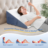 Welzona Wedge Pillow for Sleep, 10inch Bed Wedge Pillow for Headboard, Acid Reflux, Heartburn, GERD, Neck Pain, Cooling Memory Foam Top, Removable Washable Cover Triangle Pillow for Sleep