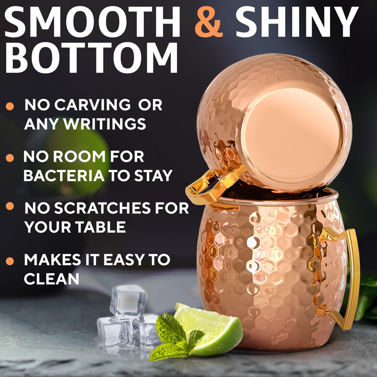 Benicci Moscow Mule Copper Mugs - Set of 4-100% HANDCRAFTED - Food Safe Pure Solid Copper Mugs - 16 oz Christmas Gift Set with Premium Quality Cocktail Straws and Jigger!