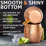 Benicci Moscow Mule Copper Mugs - Set of 4-100% HANDCRAFTED - Food Safe Pure Solid Copper Mugs - 16 oz Christmas Gift Set with Premium Quality Cocktail Straws and Jigger!