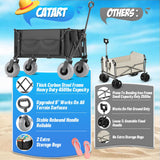 Beach Wagon with Big Wheels for Sand, 350lbs Heavy Duty Folding Wagon, Oversized 180L, 9" PVC All-Terrain Wheels, Adjustable Handle, Cooler & Storage Bags for Beach, Camping & Outdoor Sports (Black)