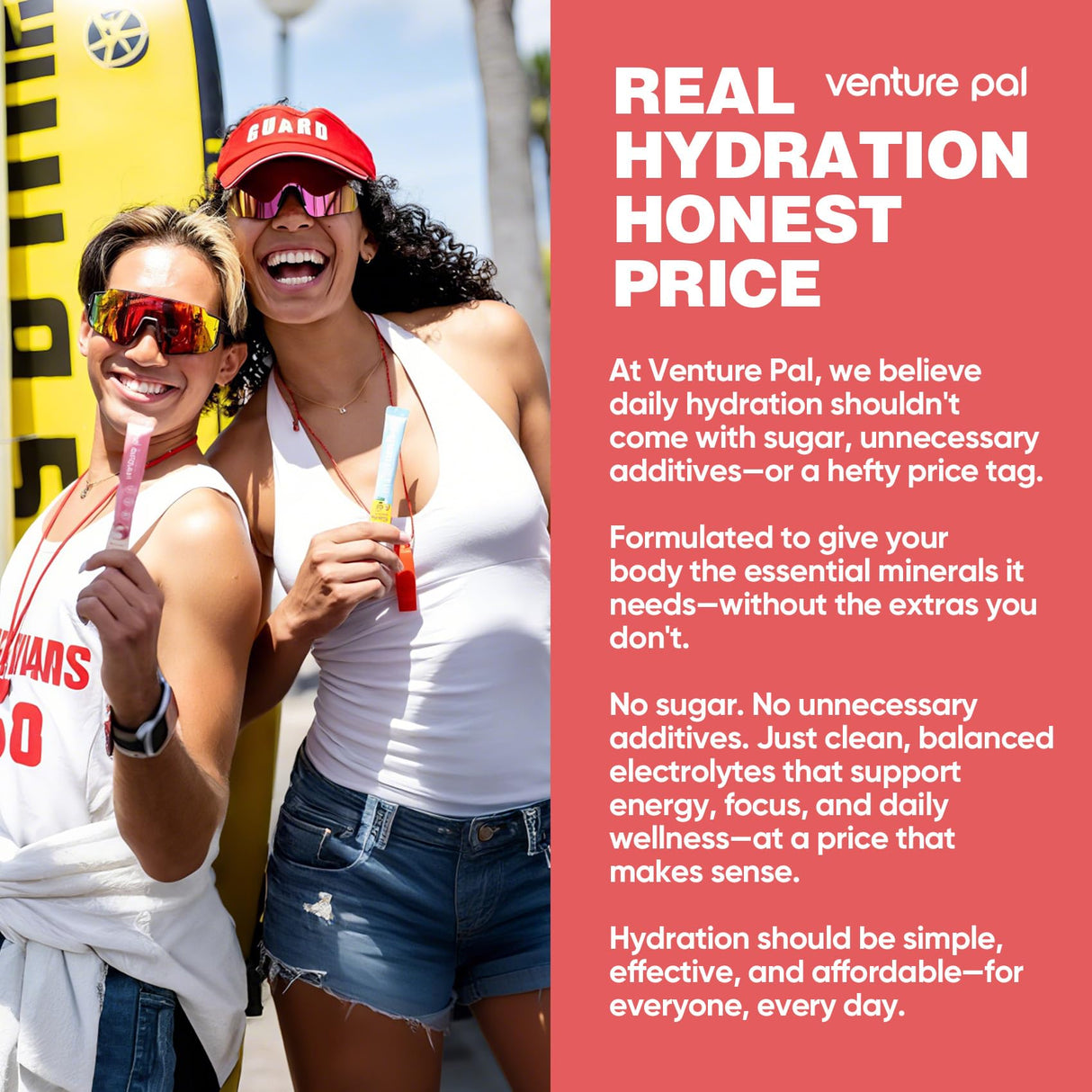 Venture Pal Sugar Free Electrolyte Powder Packets - Liquid Daily IV Drink Mix for Rapid Hydration & Party Recovery | 5 Vitamins & 7 Electrolytes| Keto Friendly | Non-GMO | Certified Vegan | 16 Sticks