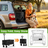 Blomoba 35" Extra Long Folding Wagon with Adjustable Handle & Wheels, Black