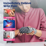 FEATOL Carpal Tunnel Wrist Brace & Compression Arthritis Glove Set For Women- Short Wrist Brace Daytime Support- Pain Relief For Work, Typing, Tendonitis, Sprains- Left Hand, Small