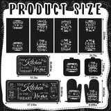 Fourluoo 10 Pcs Farmhouse Kitchen Decor and Accessories Set 4 Kitchen Towels 2 Pot Holders 2 Oven Mitts 2 Rugs for Christmas Thanksgiving Cooking Baking Daughter Mom Gifts(Black,Classic Style)