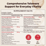 Telomere Lengthening Supplements – Organic Astragalus, Gotu Kola, Vitamin D3, Folate, L-Theanine – Anti-Aging, DNA Repair, Immune & Cellular – 60 Vegan Capsules, Made in Japan (1 Bottle)