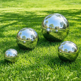 yarlung 10 Pack Stainless Steel Gazing Balls, 50-150 mm Garden Mirror Globe Floating Pond Sphere, Silver Polished Hollow Ball Reflective Ornament for Home Yard Outdoor Lawn Decoration