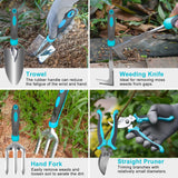 Gardening Tools, Carsolt 10 Piece Heavy Duty Stainless Steel Garden Tools Set with Ergonomic Rubber Handle. Variety of Gardening Hand Tools with Gift Box Ideal Garden Gifts for Women