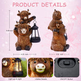 Tiejiajiang Solar Highland Cow Garden Decor - Resin Cow Statue with Solar Lantern Outdoor Yard Patio Decor - Ideal Gifts for Women,Mom Men (Copper)