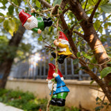 QCF Garden Gnomes Hanging Solar Lights, 3-Pack Climbing Rope Gnome Statues with LED Lantern, Resin Outdoor Decor for Yard Patio Door Tree Fence Wall, Housewarming Gifts for Women Mom Grandma