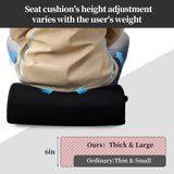 MABOZOO Extra Thick Chair Cushions,Office Chair Booster Seat Cushion to Raise Seat Height for Pain Relief,18 x 16 x 6 inch Non Slip Memory Foam Thick Cushion with Carry Handle（Black）