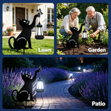 Black Cat Solar Lights Outdoor - Cat Lover Gifts for Mom Woman Grandma,Garden Decor with Butterfly Decorative Metal Stake Housewarming Ornament for Yard Pathway Lawn Patio
