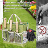 Garden Tools Set, 9-Piece Heavy Duty Gardening Tools with Clear Pocket Tote Bag, Stainless Steel Garden Hand Tools for Digging, Planting, Weeding and Pruning, Durable Gardening Kit